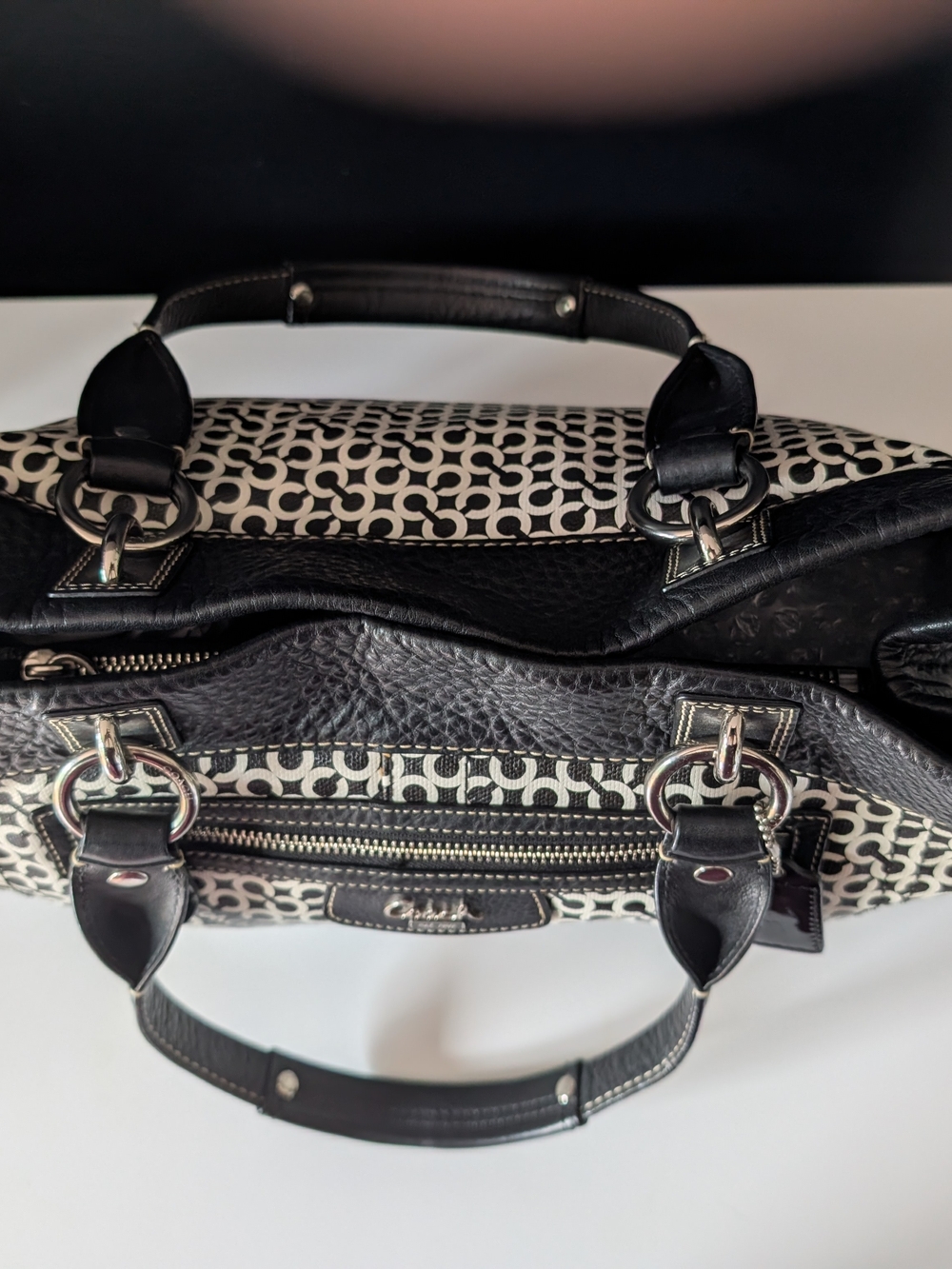 Coach Black and White Signature Tote Bag - Picture 8 of 13